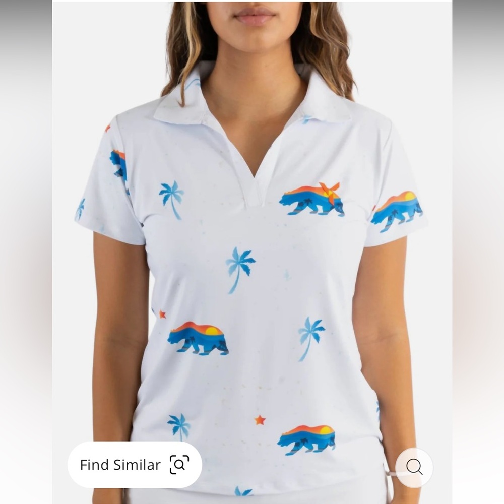 Yatta Golf Women's Golf Polo In Cali Bear Print Size Medium